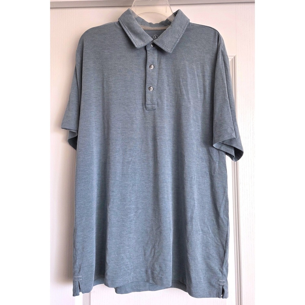 Free Fly Performance Bamboo Polo Shirt Blue Heathered Sz L Casual Sporty Golf